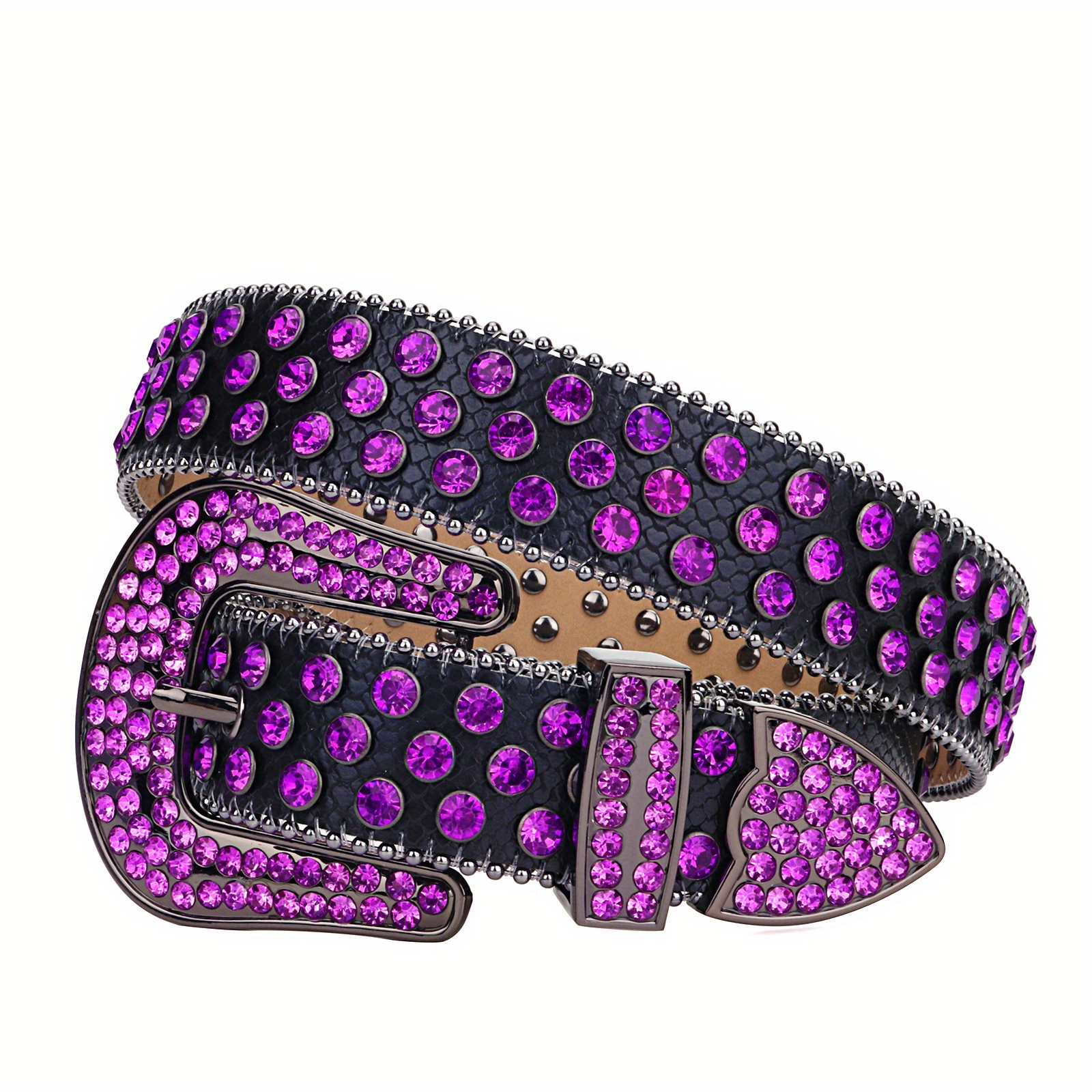 Western Sparkle Men's Purple Rhinestone Belts Luxury Cowboy Cowgirl