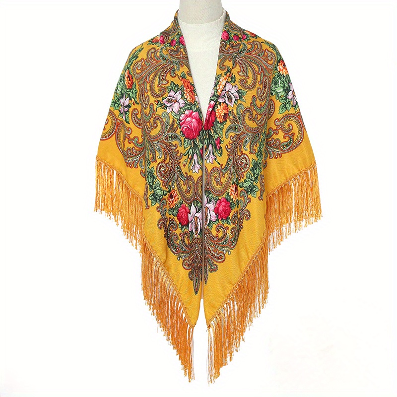 Bohemian Tassel Wrap Vintage Square Large Blanket Scarf