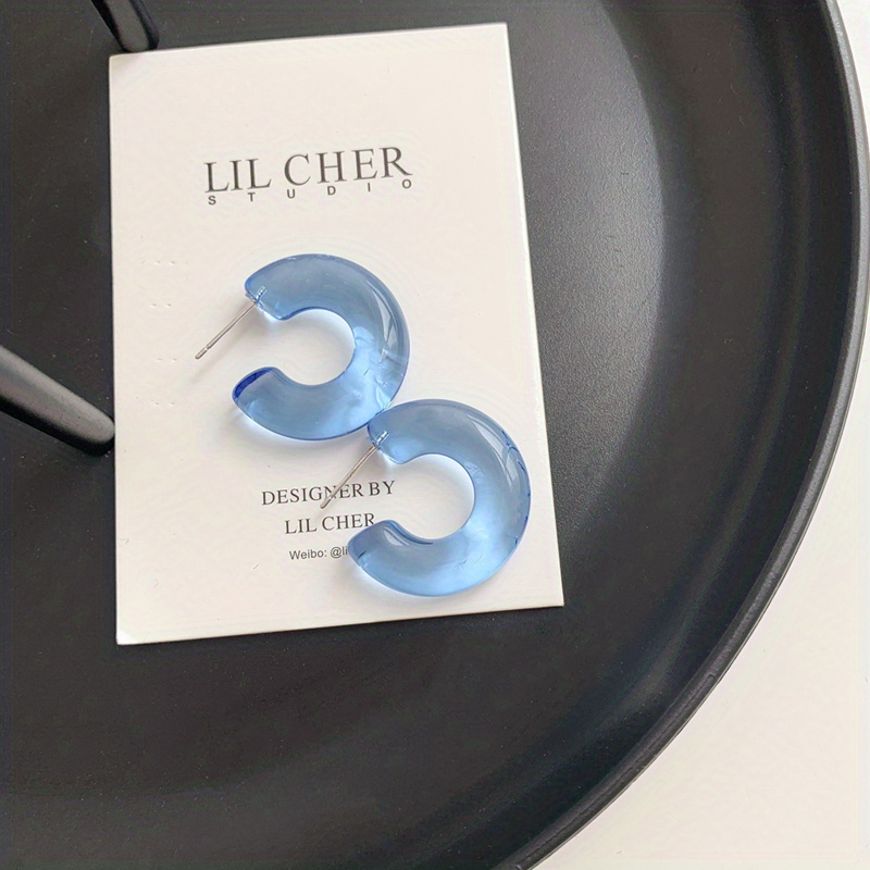 Transparent Jelly Color Earrings Korean And Versatile Face Circle Studs For Women