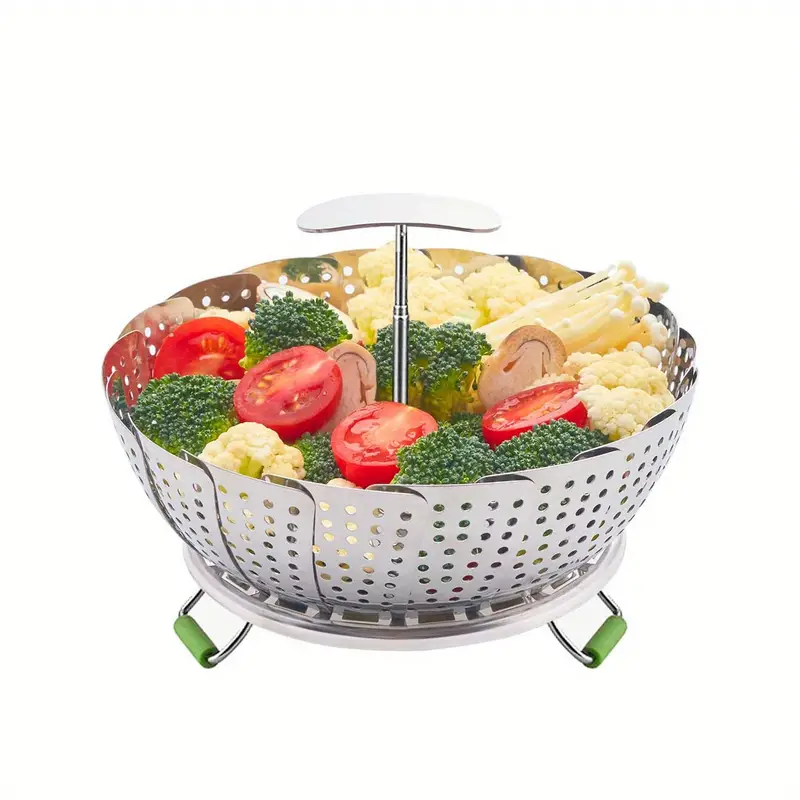 Topoko vaporera para vegetales 100 % de acero inoxidable, colador para  pasta, cesta plegable para diversos tamaños de recipientes, M