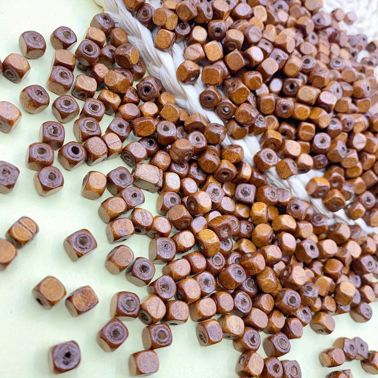 Image of 200pcs Of 6*6mm Wooden Beads For Jewelry Making, Including Bracelets, Necklaces, Earrings, Clothing, Dolls, Crafts, And Handmade Beadwork
