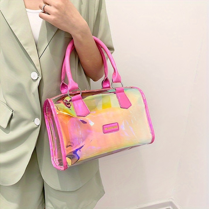 Clear Laser Handbag Set, Women's Holographic Boston Bag, Fashion