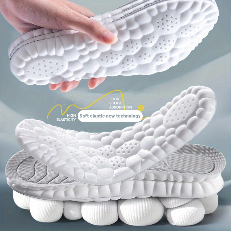 1 Pair Super Soft TPU Sports Insoles - Shock-Absorbing Basketball Arch Support Insoles with Textured Grip for Enhanced Comfort & Support, Grey, Sports Insoles, Arch Support, Textured Grip Insoles