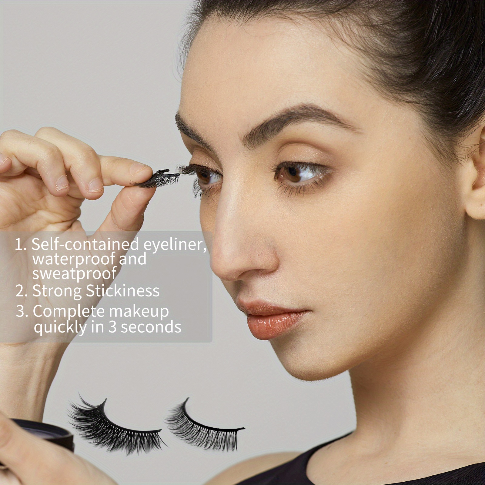 Self Adhesive Eyelashes With Extra Adhesive Strip, Reusable False