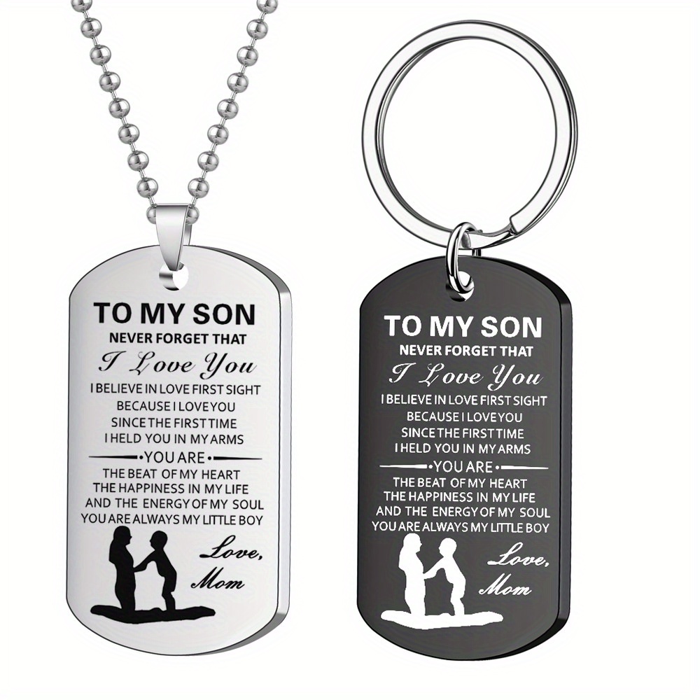 To My Son Keychain Mom To Son Cute Metal Key Chain Ring Necklace Pendant  Graduation Day Birthday Party Gift For Son Teen Boys - Temu