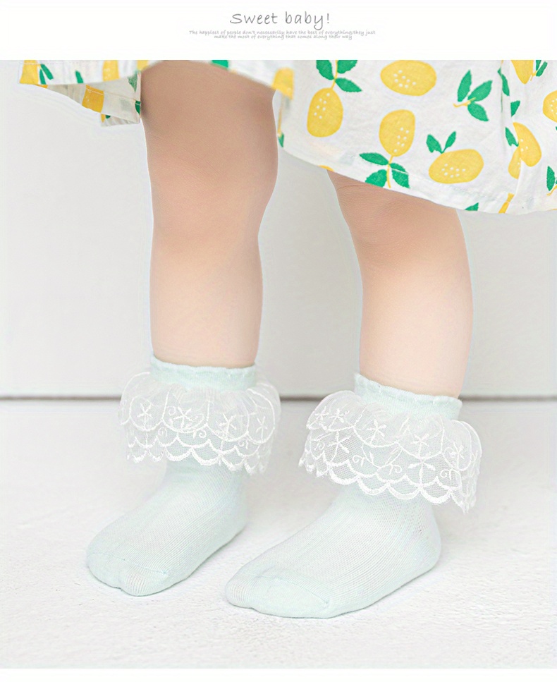 Baby Girls Cute Lace Trim Princess Socks Breathable - Temu United Kingdom