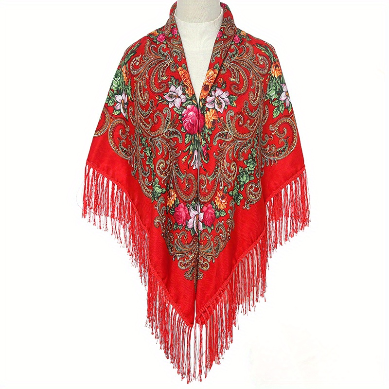Bohemian Tassel Wrap Vintage Square Large Blanket Scarf