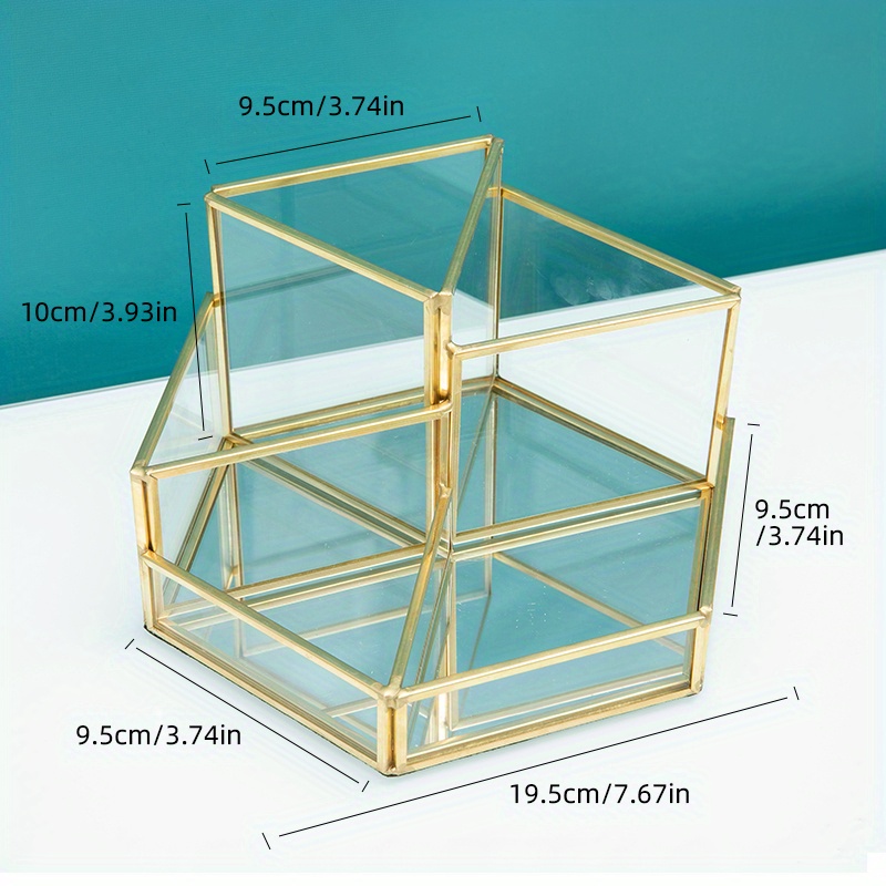  Hipiwe 3 Slots Glass Makeup Brush Holder - Gold Hexagon  Cosmetics Brush Eyeliners Display Cup Home Decorative Makeup Organizer  Desktop Pen/Pencil Pot Holder for Office : Beauty & Personal Care