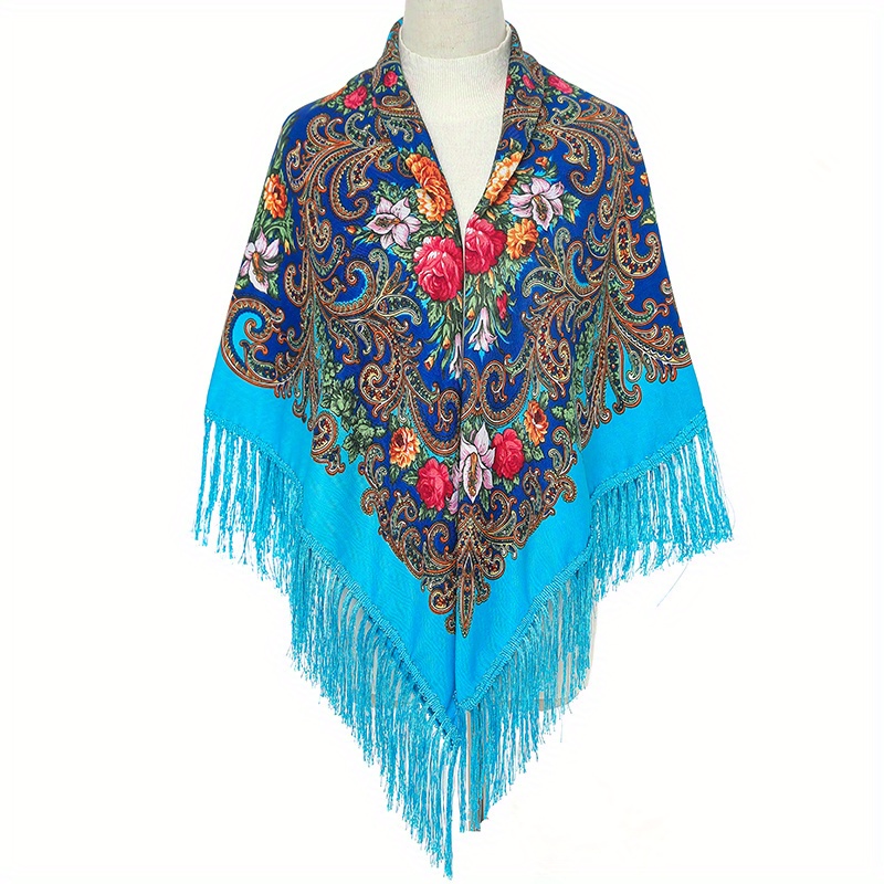 Bohemian Tassel Wrap Vintage Square Large Blanket Scarf