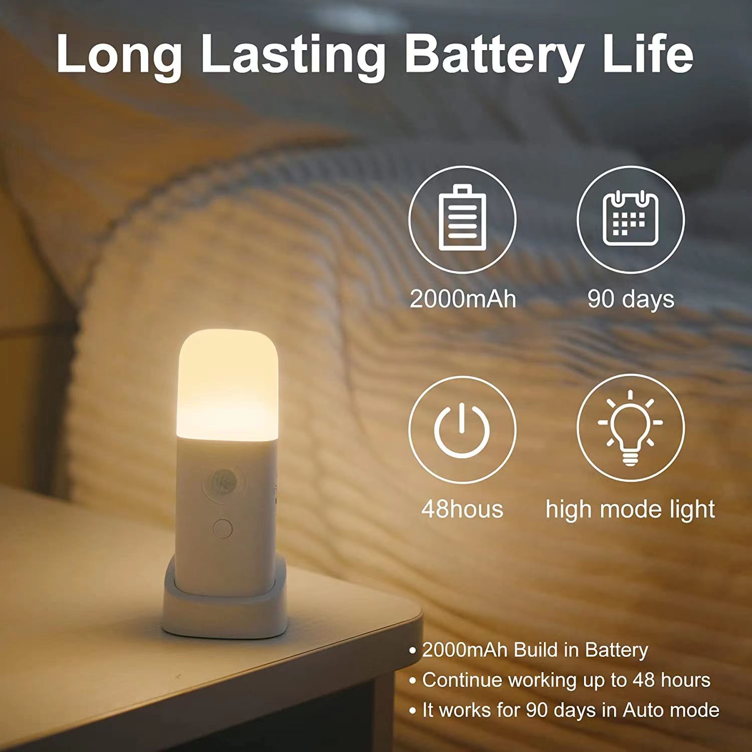 Rechargeable night light with motion outlet sensor