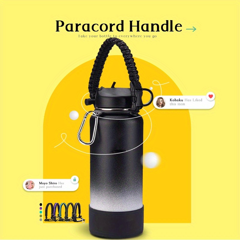 Water Bottle Holder With Strap Fits Wide Mouth Bottles Paracord Cup Handle  Durable Carrier Secure Accessories for Hydro Flask