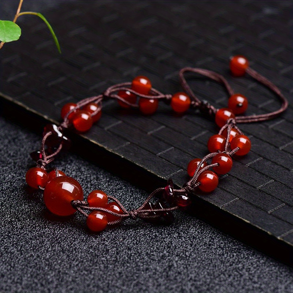 TEMU 1pc Handmade Agate Beads Bracelets, Irregular Beaded Bracelet For Women Men, Crystal Jewelry