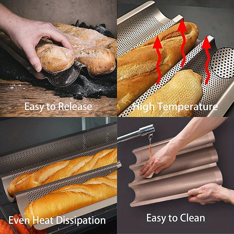 Baguette Baking Mold, Non-stick Perforated Mold, Rectangular Bread Baking  Pan, French And Italy Bread Baking Tray, For Home Bakery Ovens, Kitchen  Supplies, Baking Tools - Temu