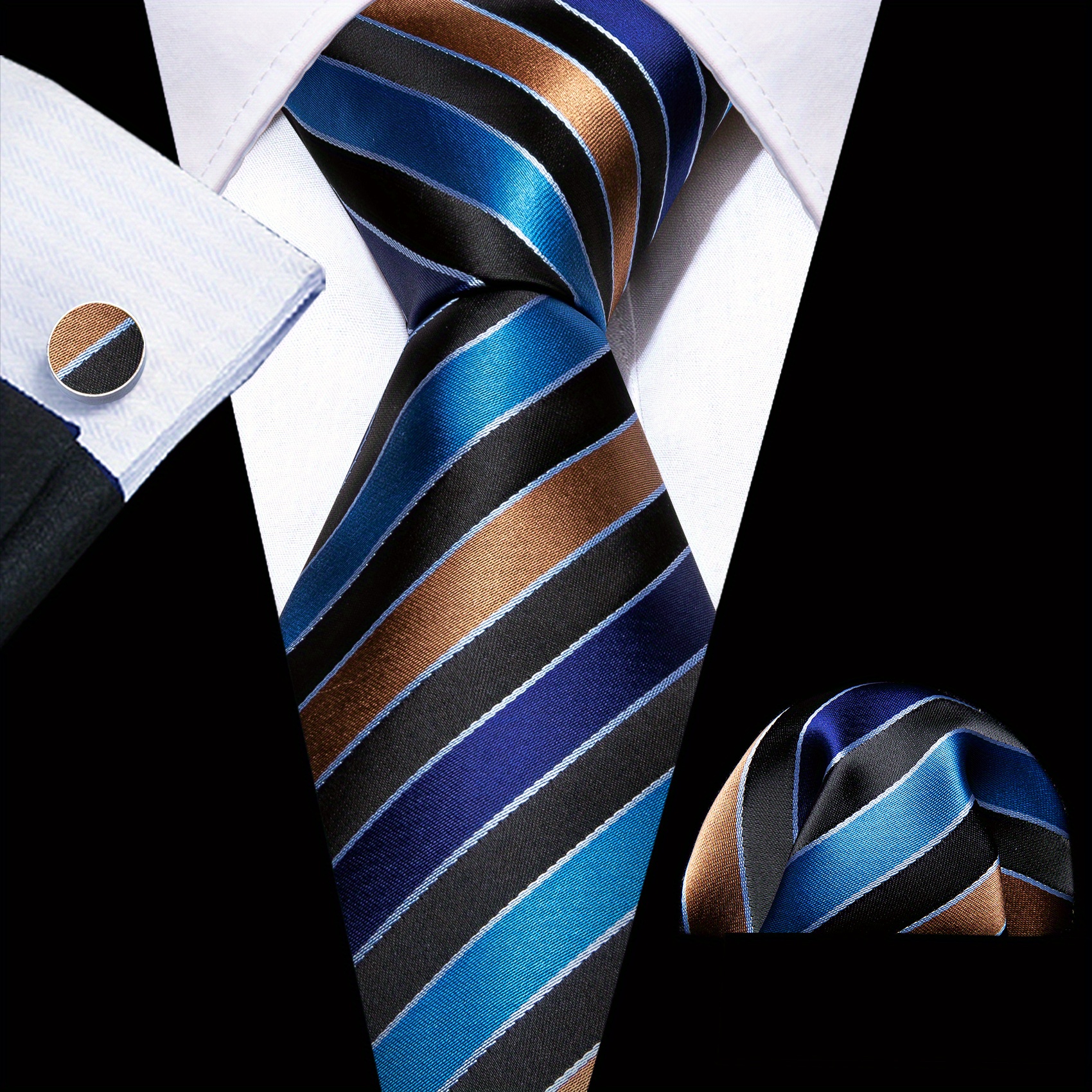 Barry Wang Stripe Necktie Set