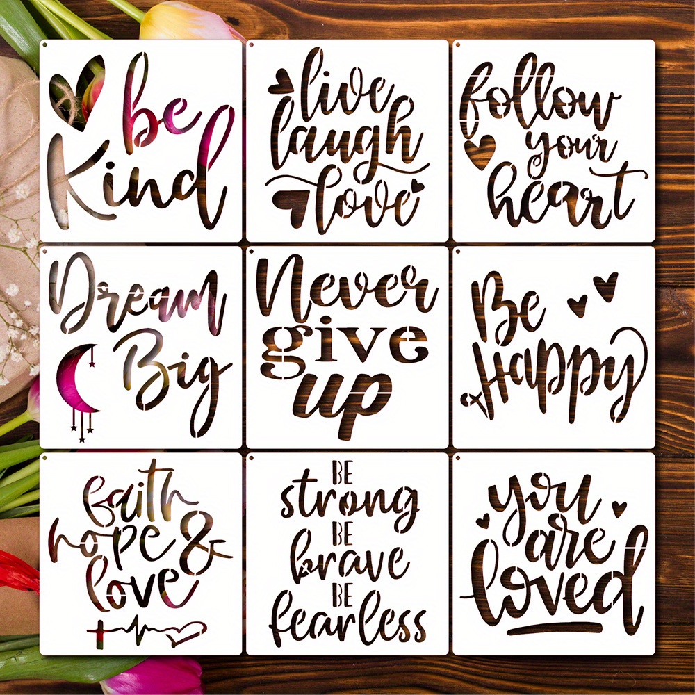 Inspirational Words Stencil Set With Metal Open Ring - Temu