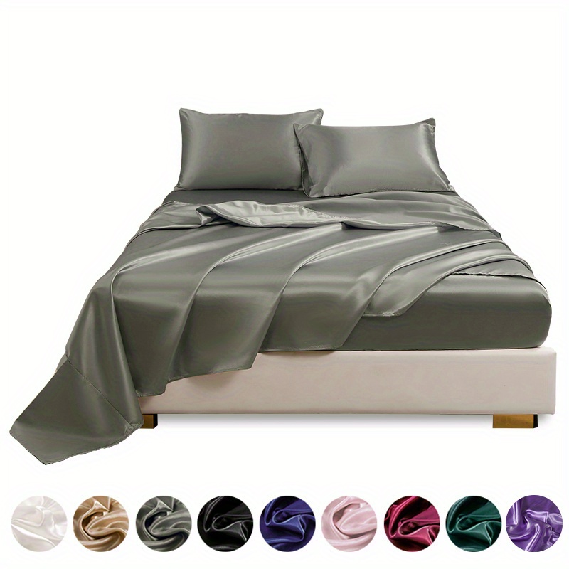 Satin Silk Fitted Sheet Solid Color Bed Sheet Elastic Band Mattress Co – SZ  GOODS, LLC