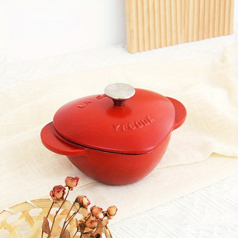 1pc, Enameled Cast Iron Dutch Oven With Lid (5.71''), Small Enamel Pot With