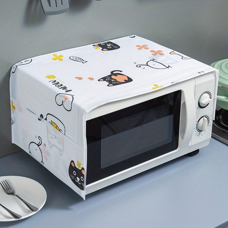 1pc Home Fabric Microwave Oven Dust Cover, Kitchen Oven Anti-oil Smoke  Cloth Cover, Home Decor Cartoon Plastic Hanging Bag
