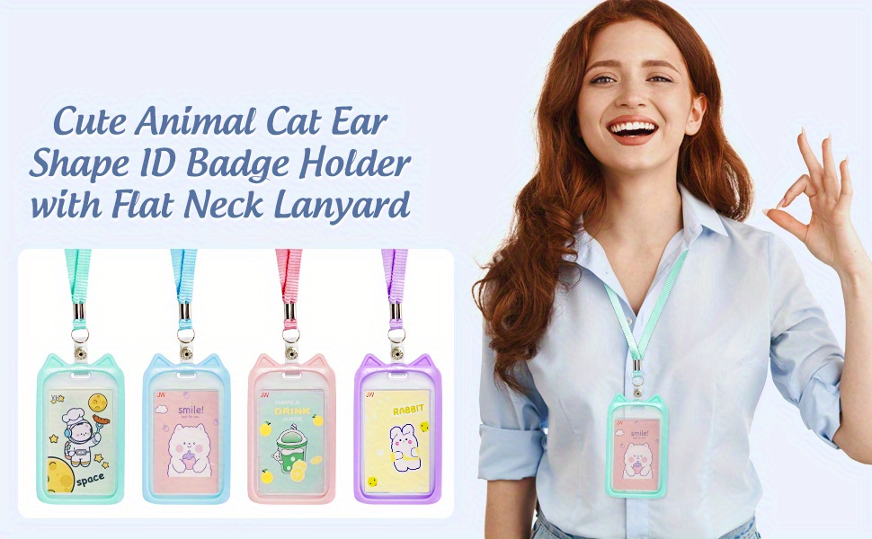 Cute Cat Ear Shape Id Badge Holder: Waterproof Plastic Clear - Temu