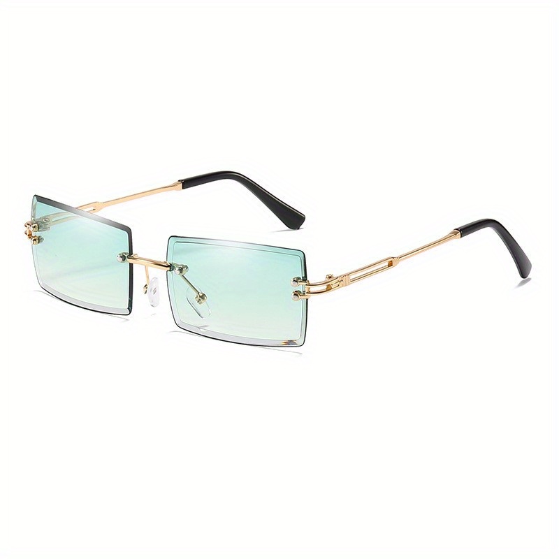 Rectangle Rimless Sunglasses Gradient Anti Glare UV400
