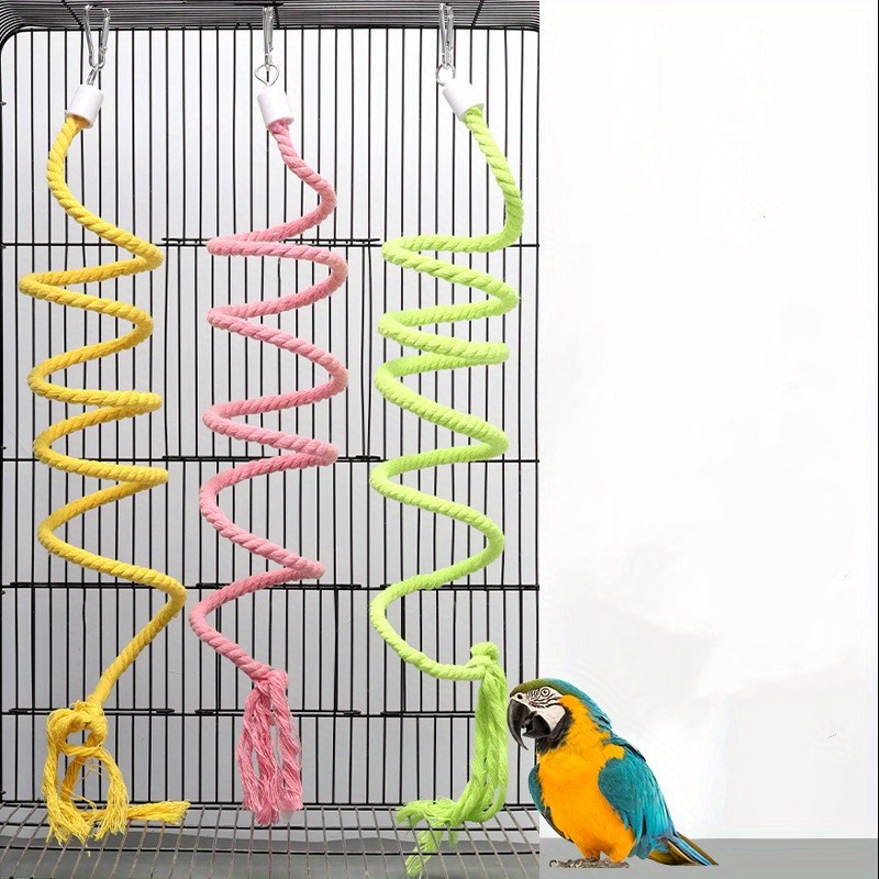 1pc Bird Spiral Rope Habitat, Parrot Rope Spiral Ladder, Colored Rope, Bird  Climbing Bars, Cage Accessories, Parrot Swing Toys With Bells (bell Color