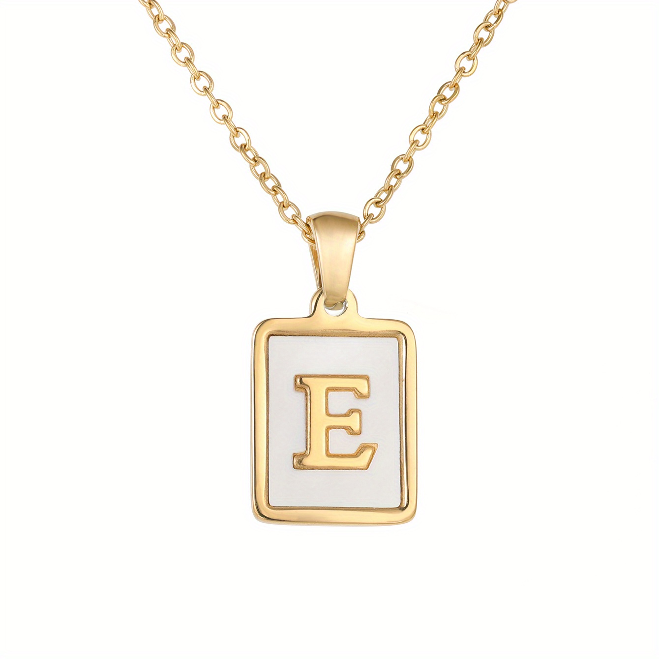 1 piece stainless steel simple and versatile shell square letter E