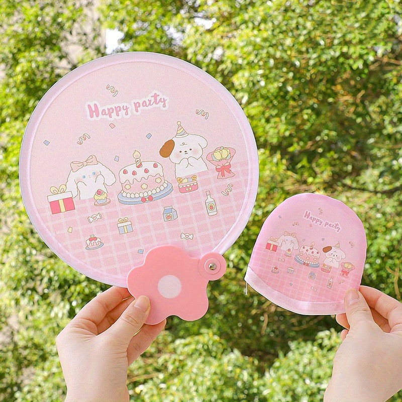 Cartoon Folding Mini Fan, Portable Summer Beach Fan