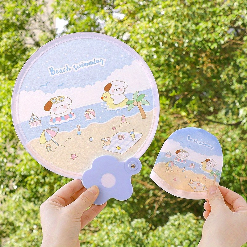 Cartoon Folding Mini Fan, Portable Summer Beach Fan