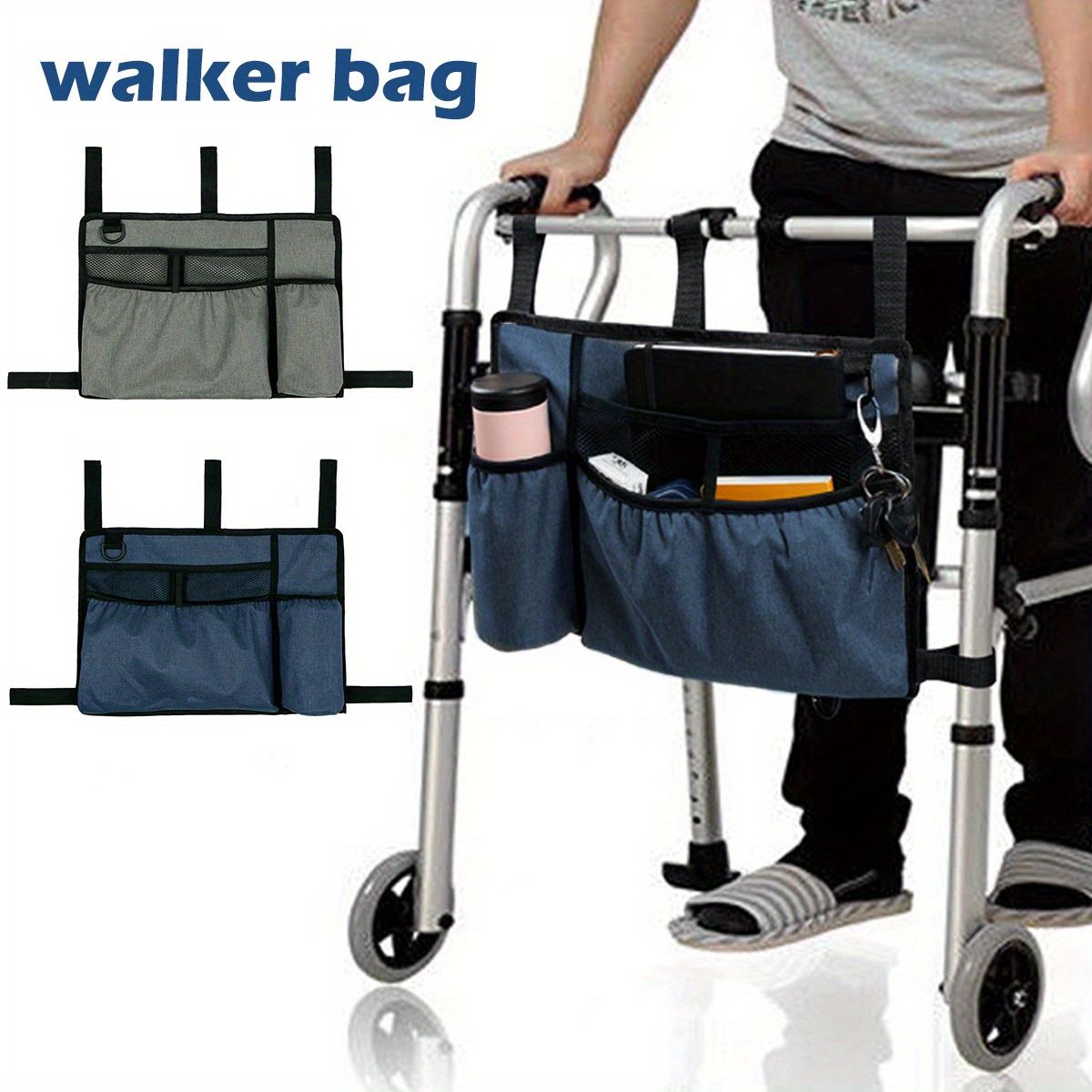 Andador plegable para personas mayores, bolsa de almacenamiento impermeable  para sillas de ruedas, andador para ancianos discapacitados, andador