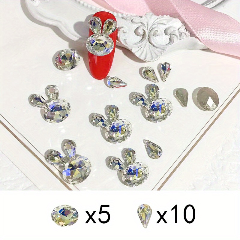 6pcs Unique Crystal Rabbit Nail Art Charms 3D Luxury Jewelry Shiny  Rhinestone Exquisite Cute Decoration DIY Korea Accessories - AliExpress