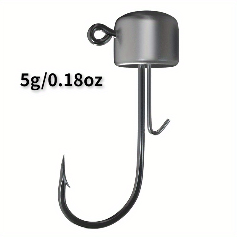 5pcs Weighted Fishing Hooks Worm Crank Hook for Saltwater Fishing 5g 