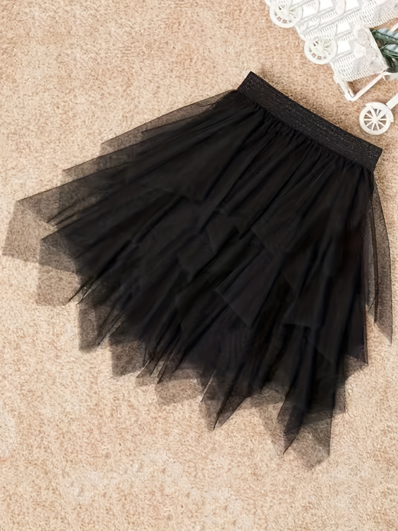 Kid Girls High Waist Asymmetrical Tulle Versatile Tutu Skirt - Temu