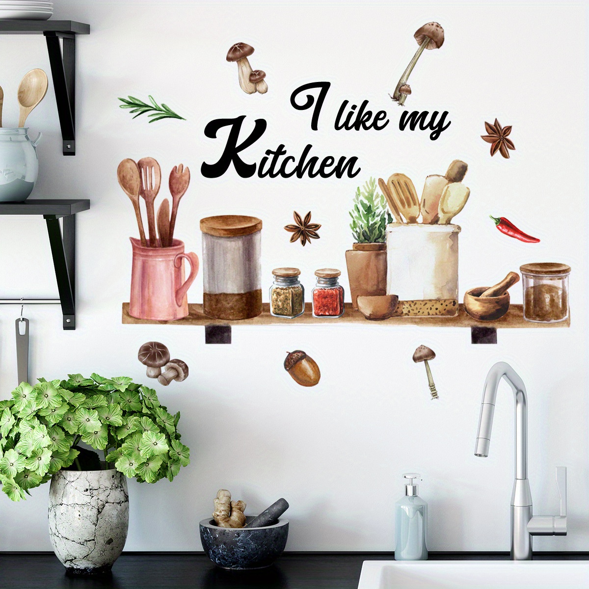 Kitchen Sticker Black Letter Removable Cooking Wall - Temu