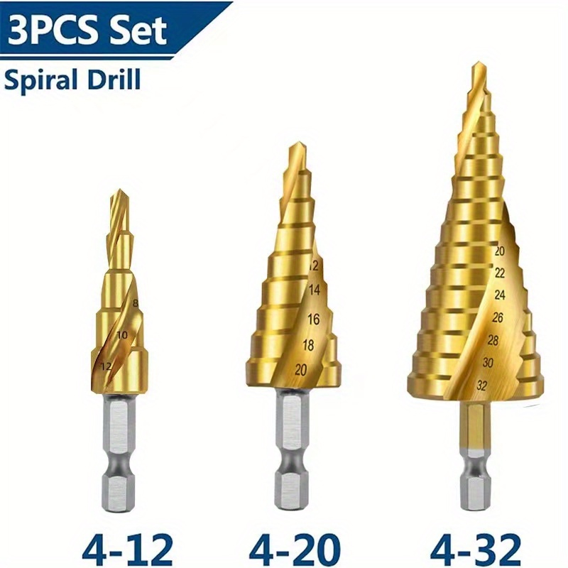 Tower Step Drills Hexagonal Handle Spiral Grooved High Speed - Temu ...