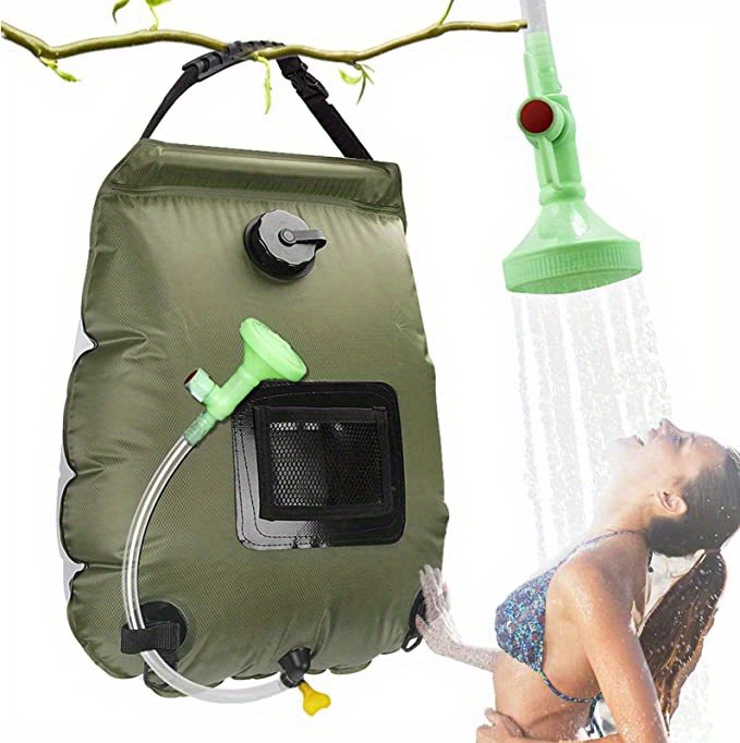 20L sac de bain extérieur solaire randonnée Camping sac de bain portable  chauffage bain sac de stockage d'eau tuyau commutable tête de douche