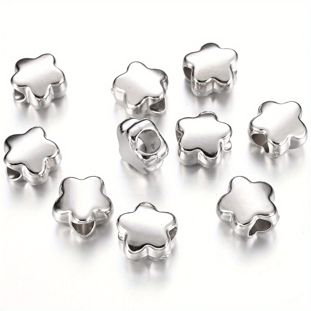 Image of 30pcs 12mm (0.47inch) Star Ccb Beads Random Color Loose Spacer Big Hole Beads For Jewelry Making Bracelet Needlework