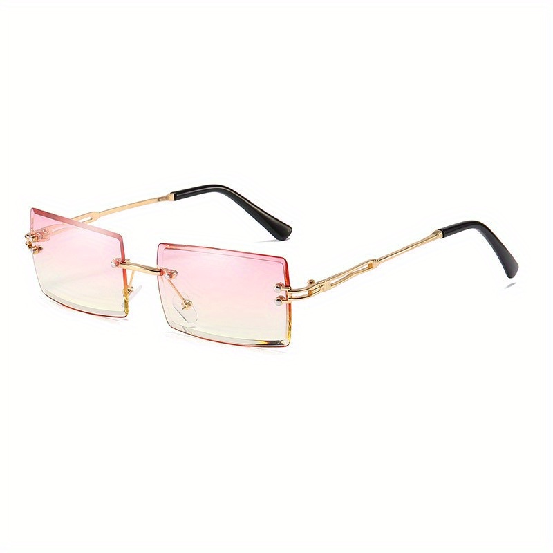 Rectangle Rimless Sunglasses Gradient Anti Glare UV400