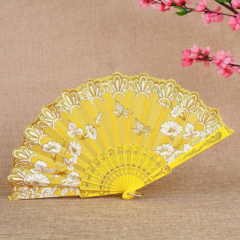 Floral Handheld Fan Decorative Chinese Style Vintage Portable Classic  Wedding Folding Fans Dance Ornaments