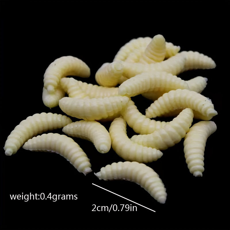 50PCS/Lot 2cm Soft Bread Worm Silicone Artificial Baits Maggot