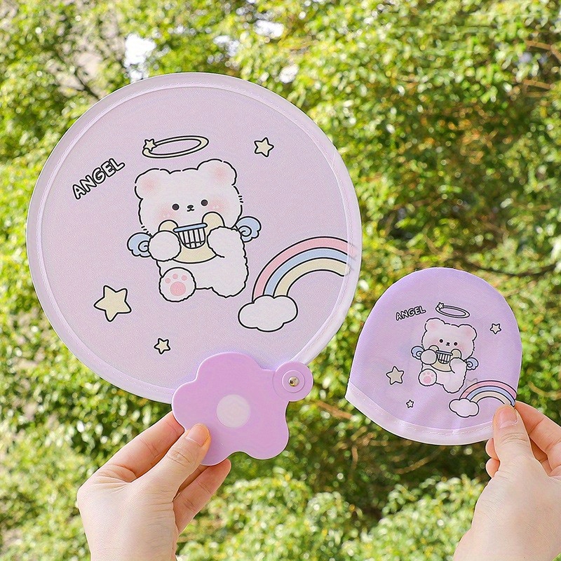 Cartoon Folding Mini Fan, Portable Summer Beach Fan