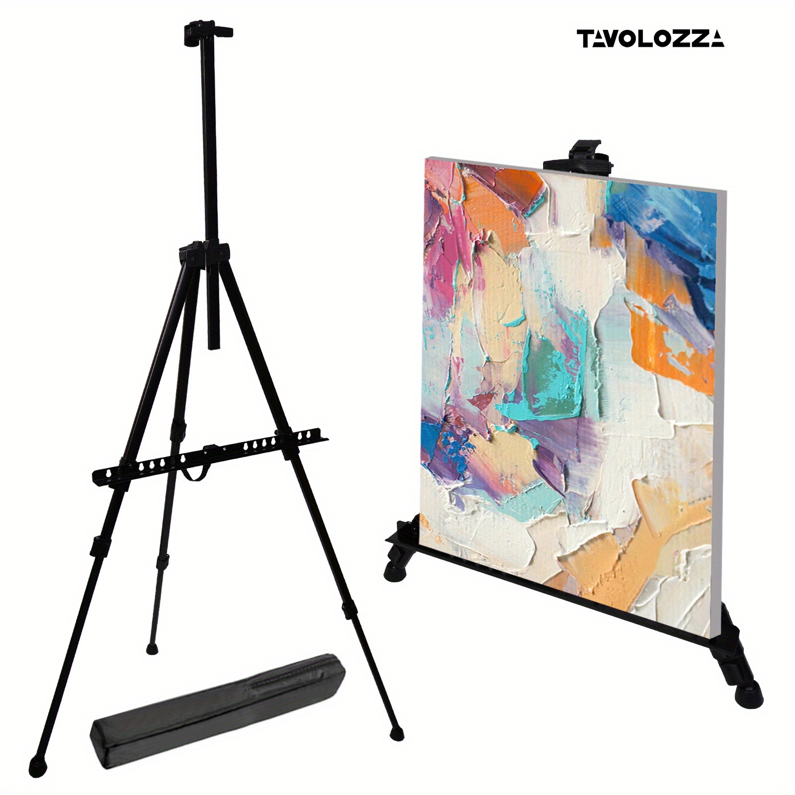 Ground Easel Stand for Display,RRFTOK 63' Instant Foldable Portable for  Wedding Banner and Poster, Tabletop Display Metal Tripod with Portable Bag.