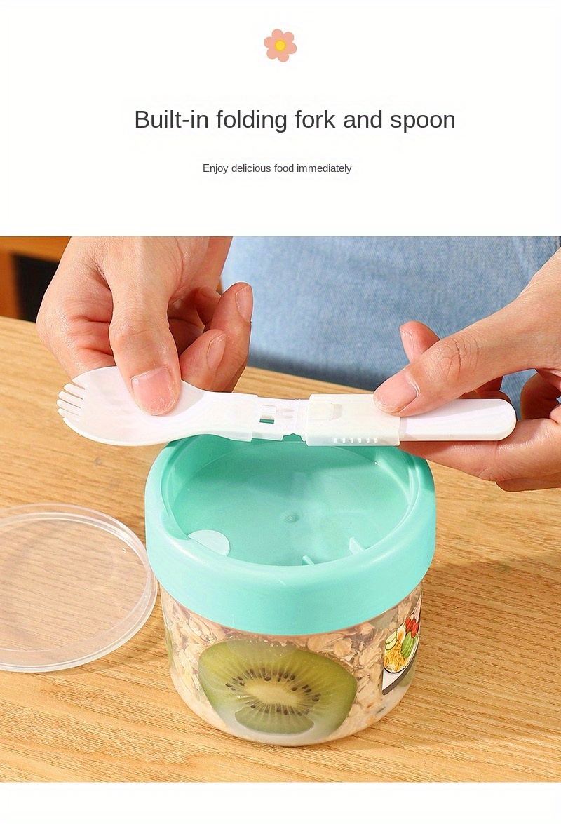 Leakproof Bpa Free Portable Double-layer Breakfast Cup With Fork - Perfect  For Yogurt, Oatmeal, Milk, Salad & Lunch! - Temu