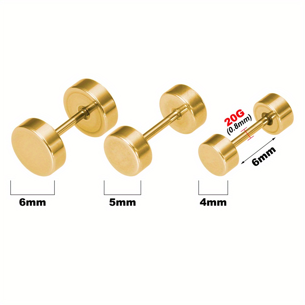 3pcs Pack Ear Bone Studs for Men, Ball Pointed Cone Round Cake Square