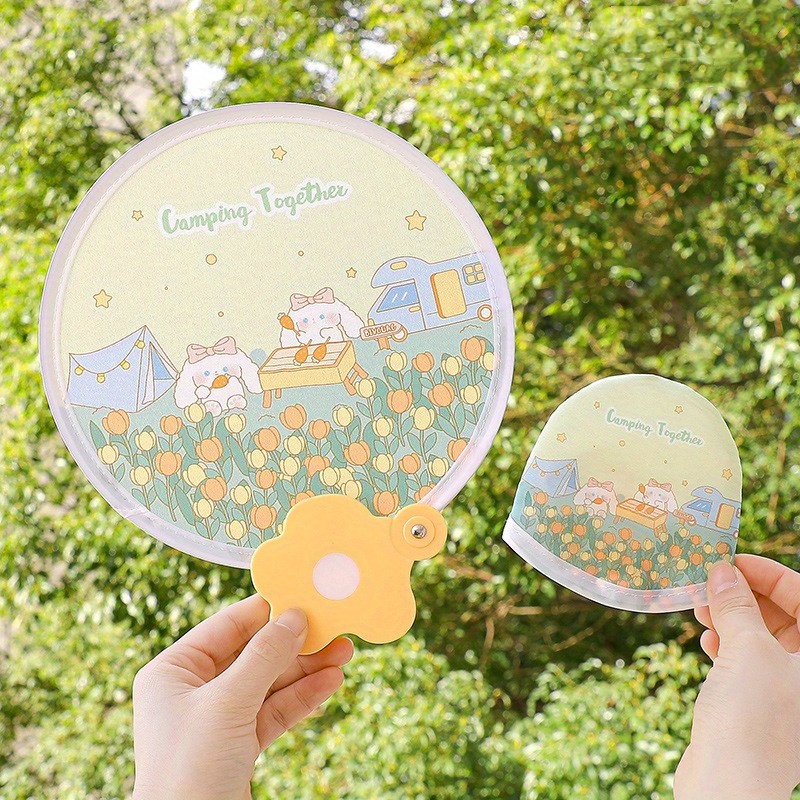 Cartoon Folding Mini Fan, Portable Summer Beach Fan