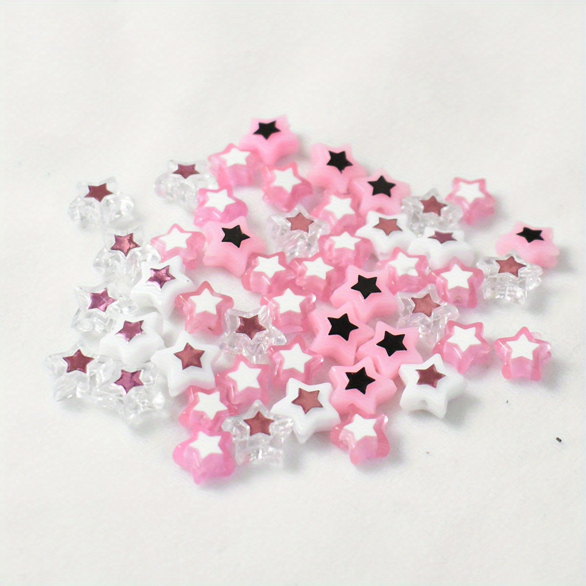 8-10mm Acrylic Mixed * Peach Heart Five-pointed Star Plum * In A Pack Of About 50 Can Be Used As Bracelet Necklace