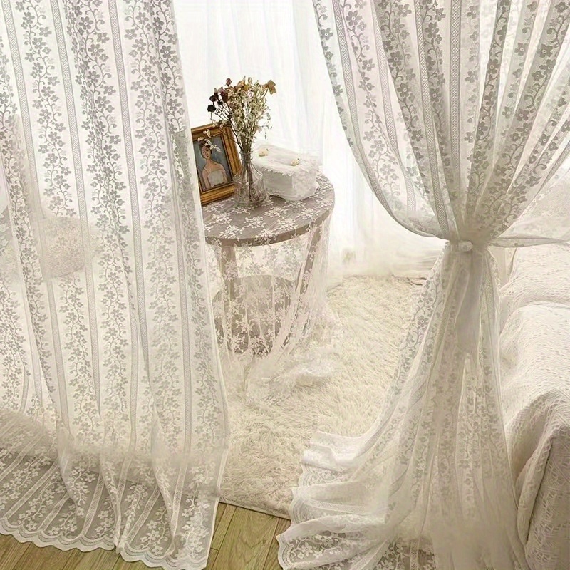 Elegant White Pastoral Lace Curtain For Home Decor - Perfect For ...