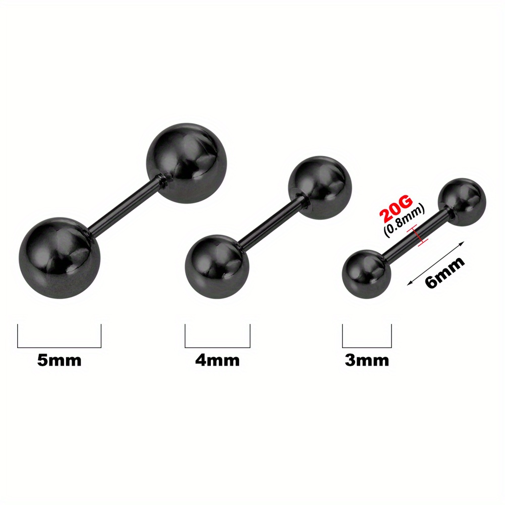 3pcs Pack Ear Bone Studs for Men, Ball Pointed Cone Round Cake Square