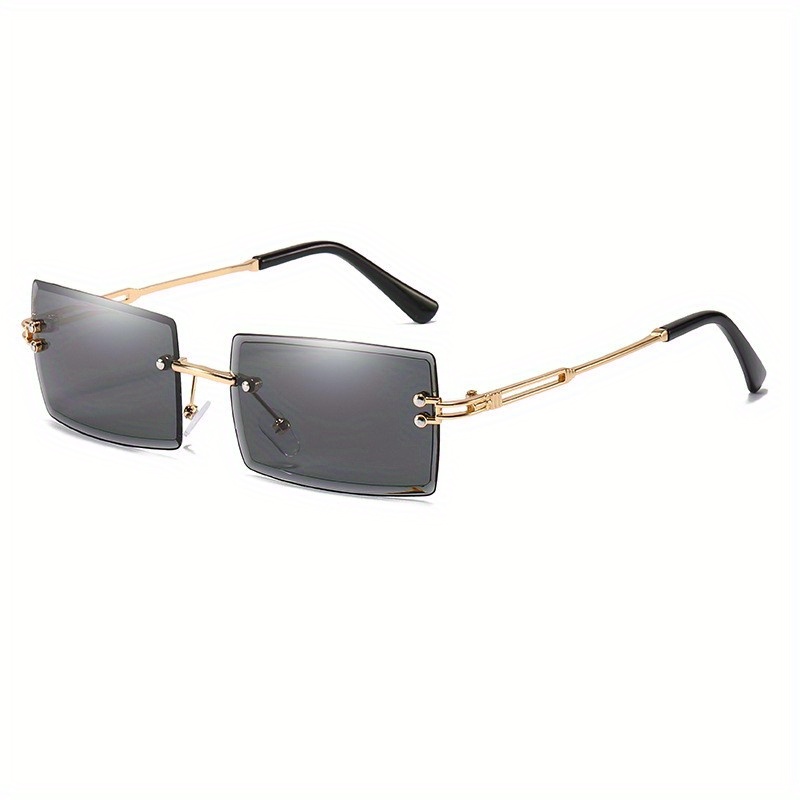 Rectangle Rimless Sunglasses Gradient Anti Glare UV400