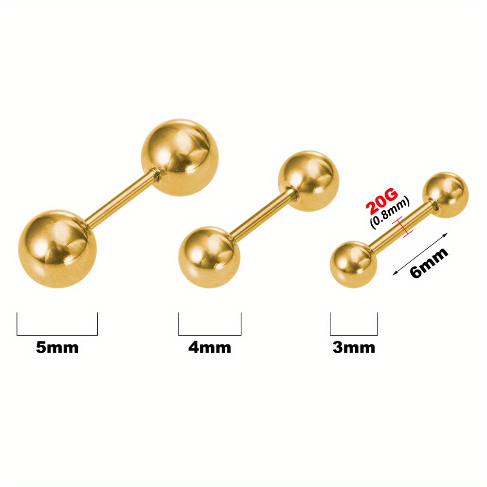 3pcs Pack Ear Bone Studs for Men, Ball Pointed Cone Round Cake Square