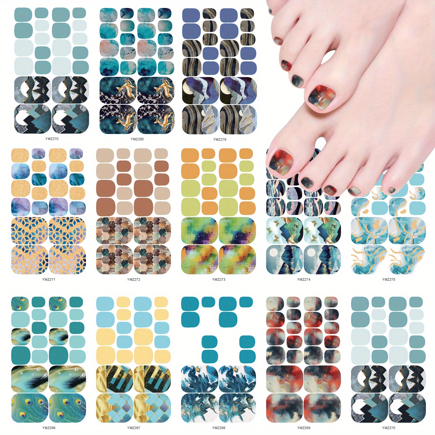 Full Wrap Toenail Polish Stickers Marble Design Self Temu